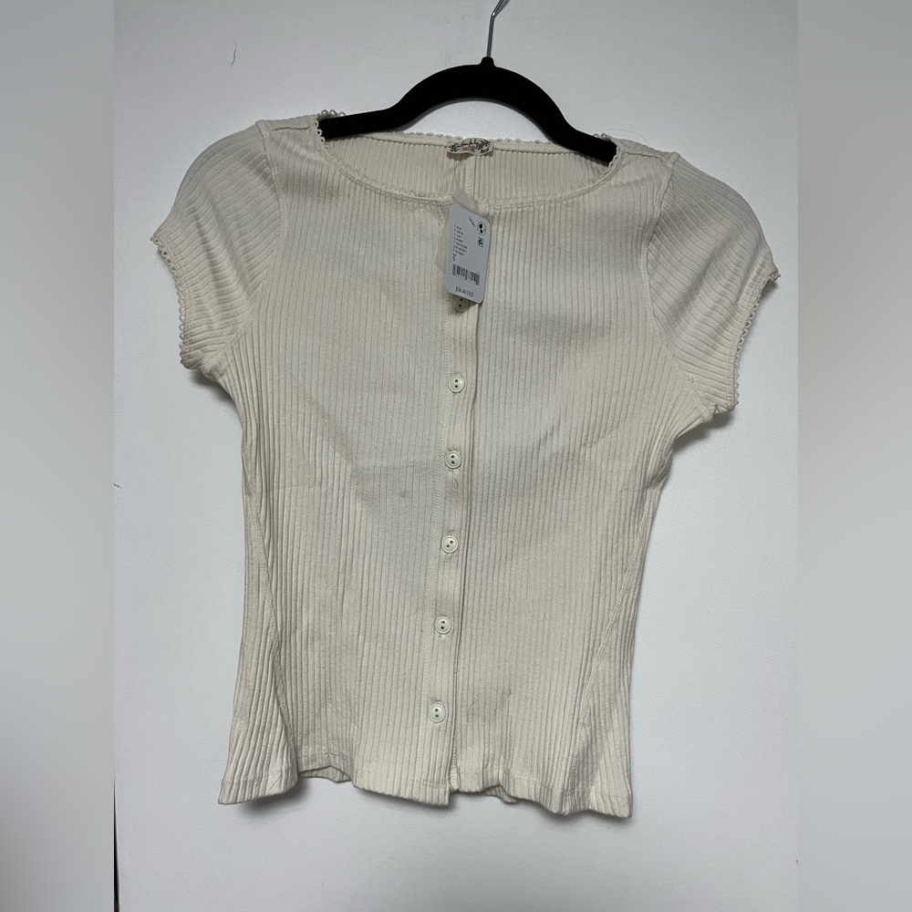 Ivory Ribbed Knit Top